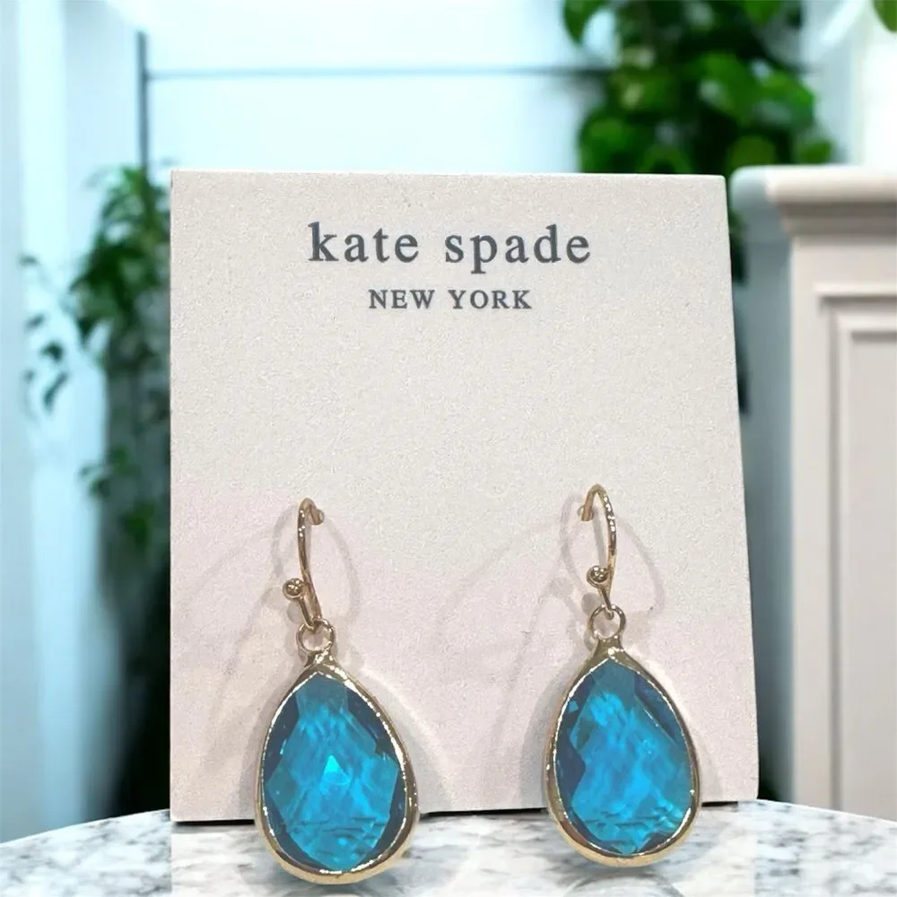 Kate Spade Turquoise Drop Earrings with Gold Trim
